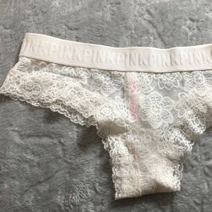 PINK White Laced Cheeky Undies